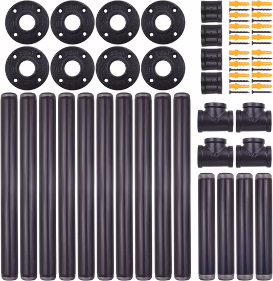 Juego de patas de mesa de centro con decoración de tuberías industriales, kit de base de mesa de oficina para sala de estar rústica